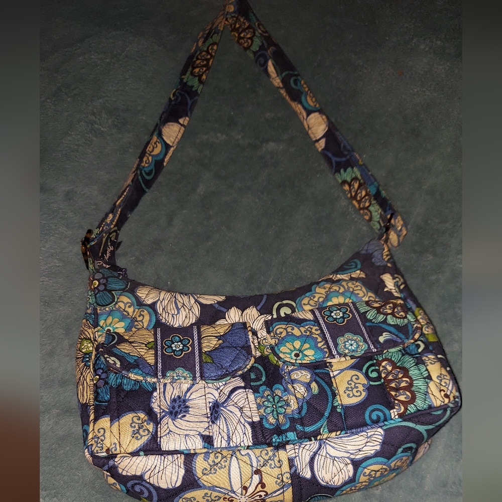 Vera Bradley Navy Blue Floral Quilted Shoulder Bag